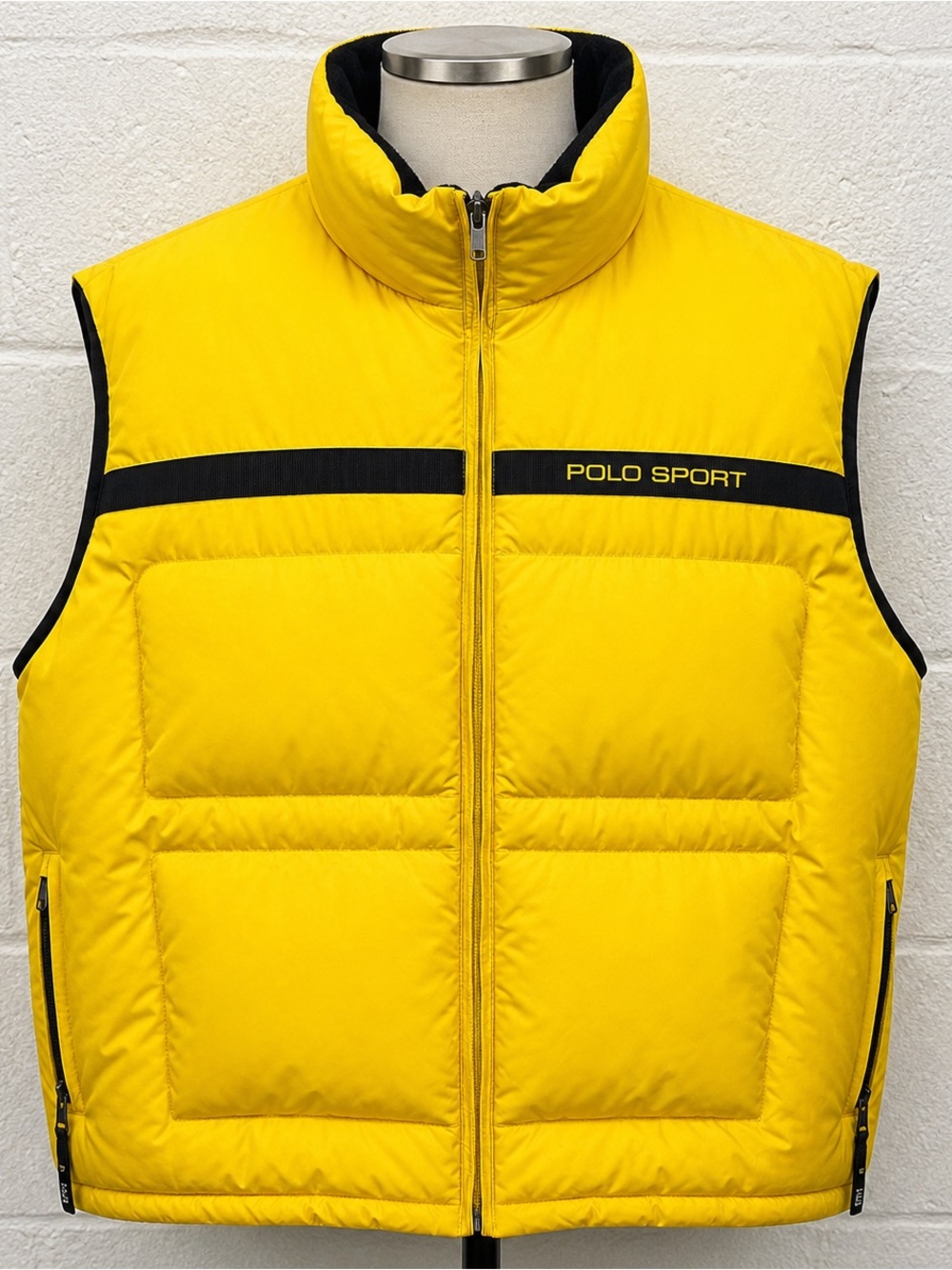 Vintage Polo Sport Ralph Lauren Reversible Down Vest XXL Yellow Black
